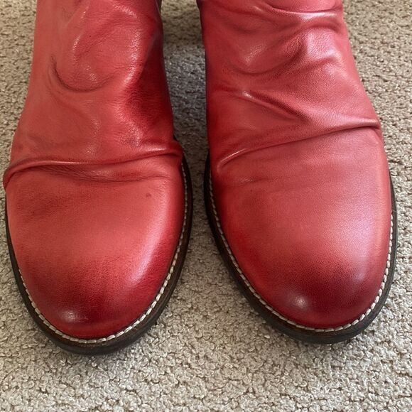 Dkode Red Leather & Suede Gorgeous Ankle Booties Block Heel Women’s Size EU 41 - Picture 13 of 13